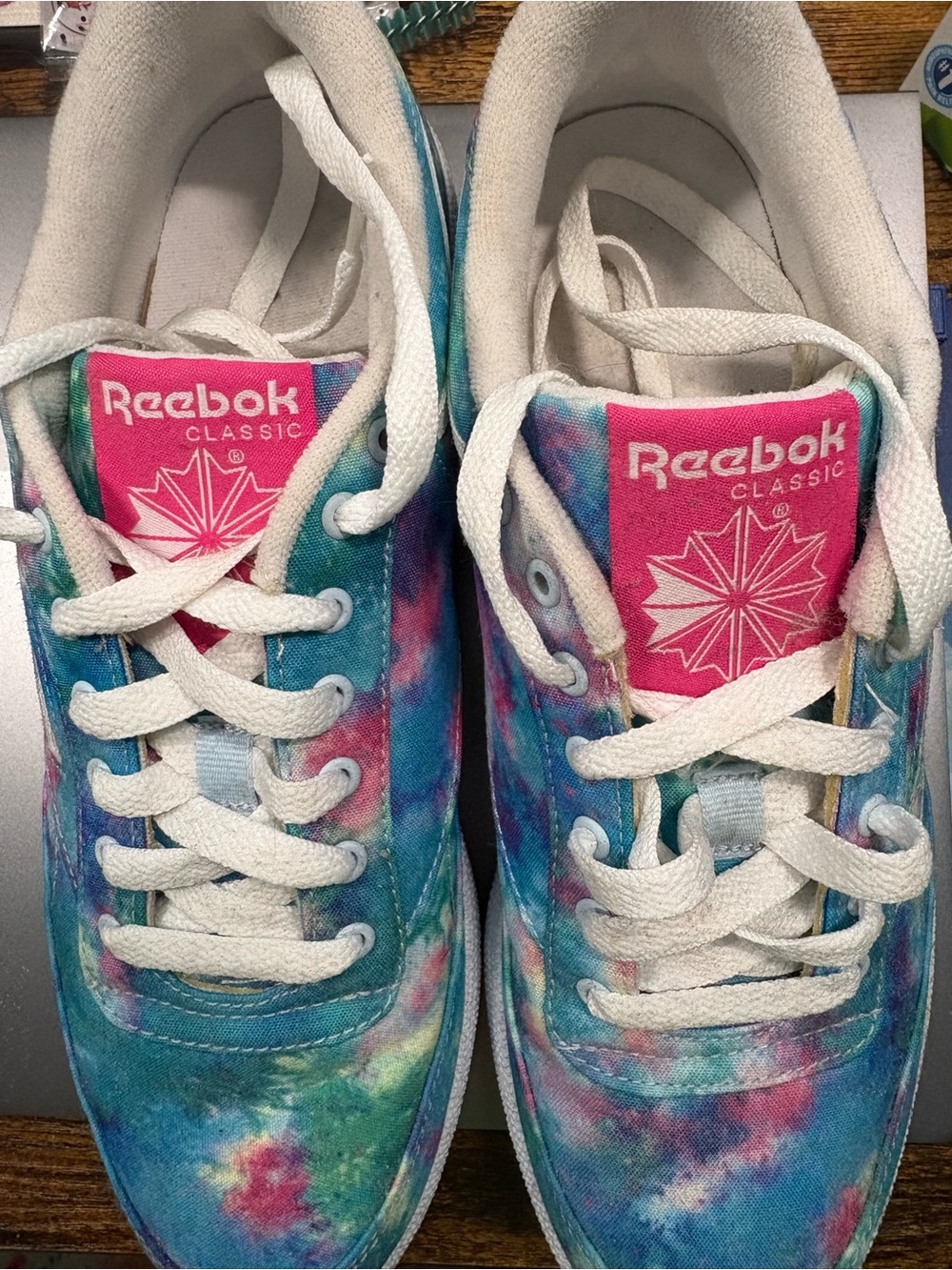 Reebok Tie-Dye Canvas Sneakers in Blue and Pink